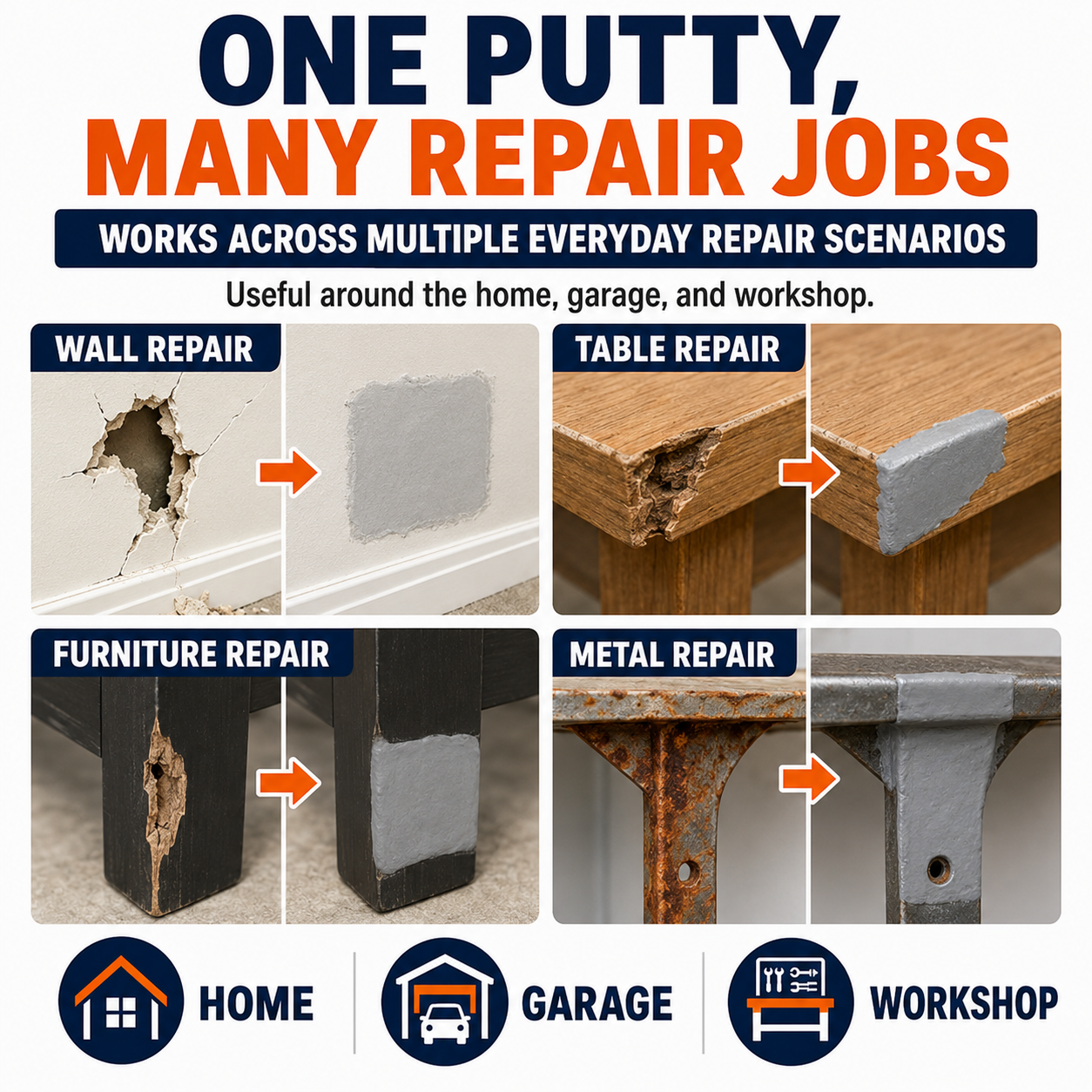 🛠️ Strong Clay Iron Adhesive Repair Putty – Moldable Gap & Crack Filler