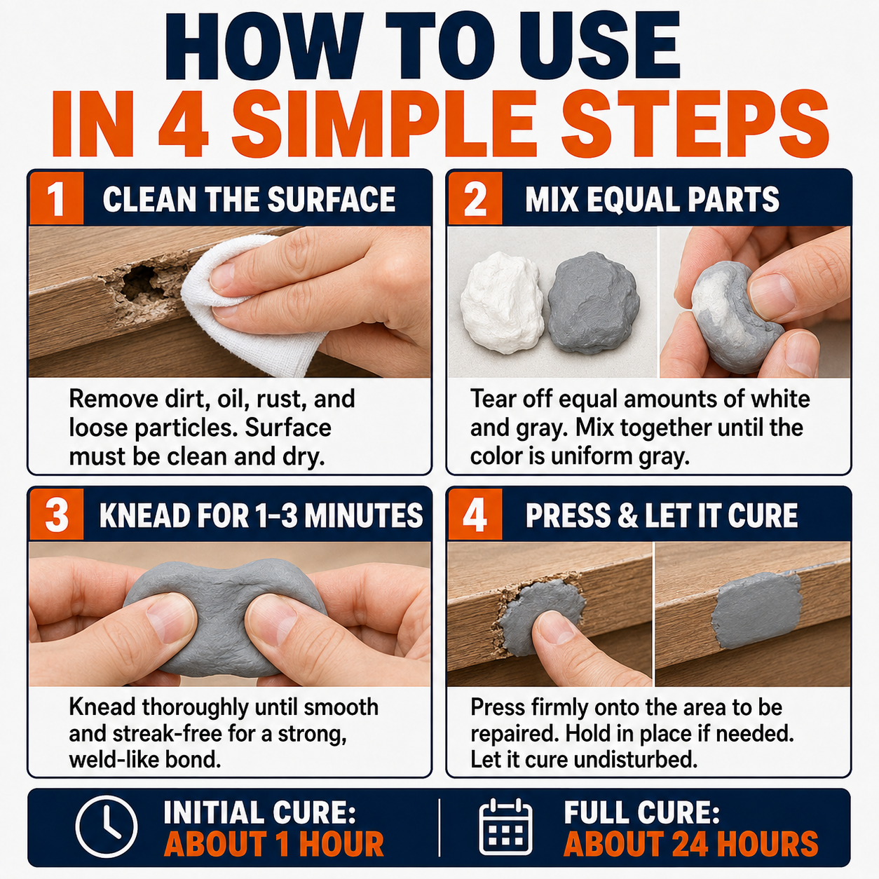 🛠️ Strong Clay Iron Adhesive Repair Putty – Moldable Gap & Crack Filler