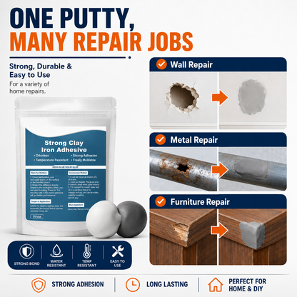 🛠️ Strong Clay Iron Adhesive Repair Putty – Moldable Gap & Crack Filler