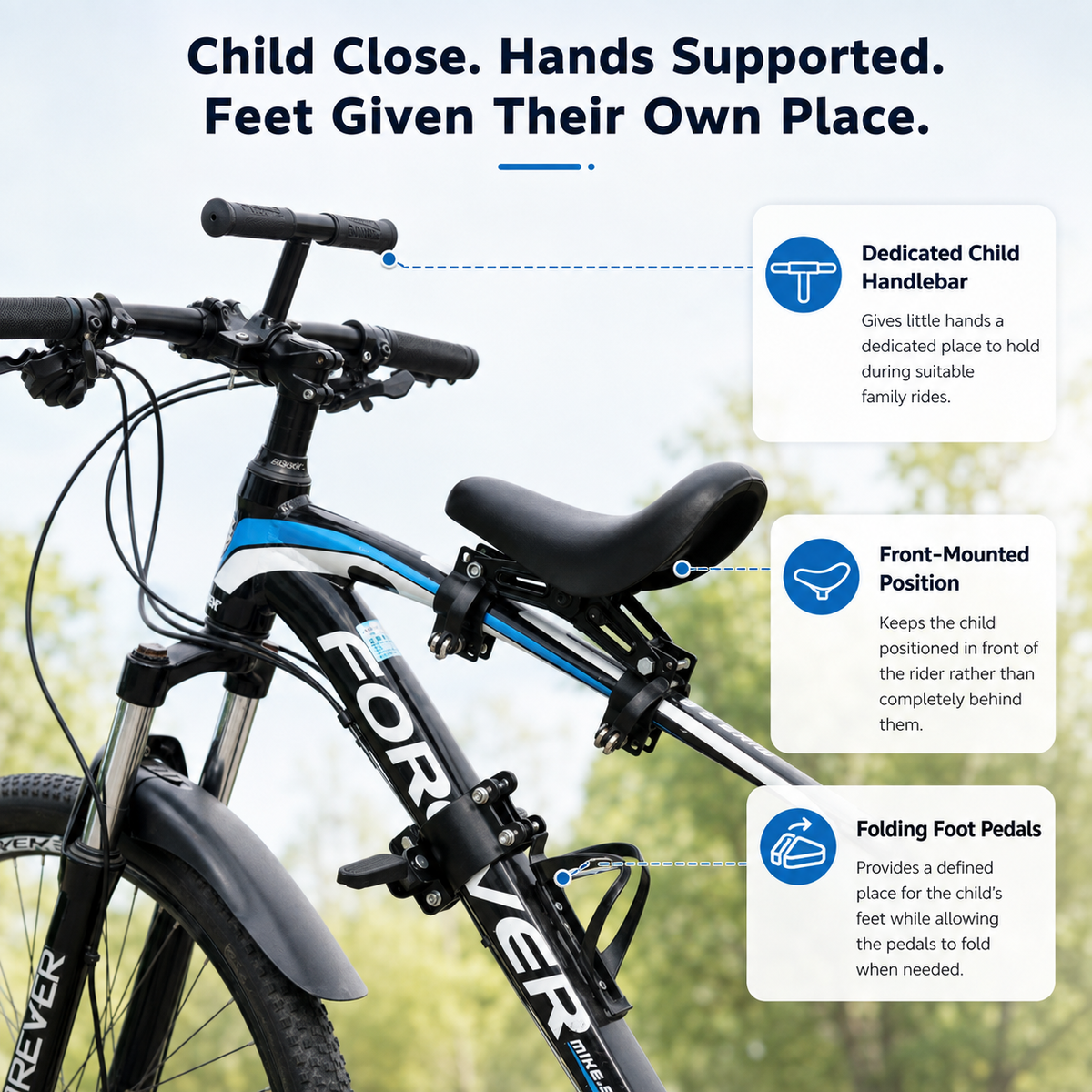 Front-Mounted Kids Bike Seat 🚲👶 – Safe & Comfortable Parent-Child Bike Seat