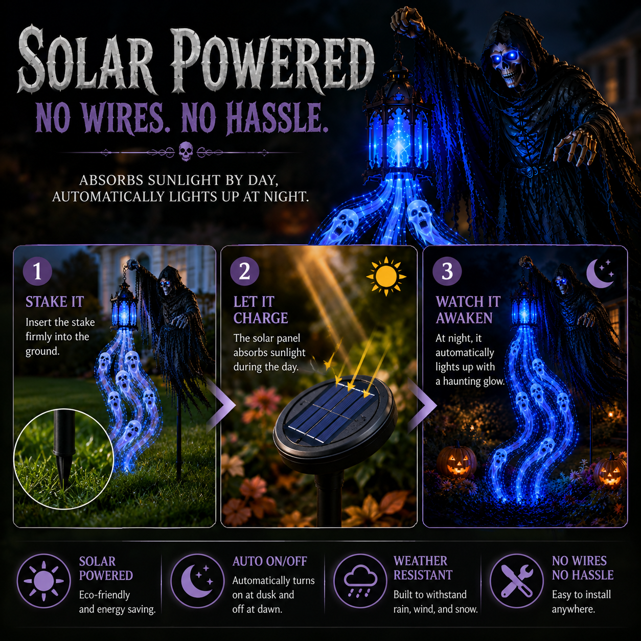 🎁💀The Grim Reaper’s Glowing Garden-A Spooky Halloween Yard Display