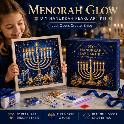🎁 50% OFF Festival of Lights Sale - DIY Hanukkah Pearl Art Kit ✨