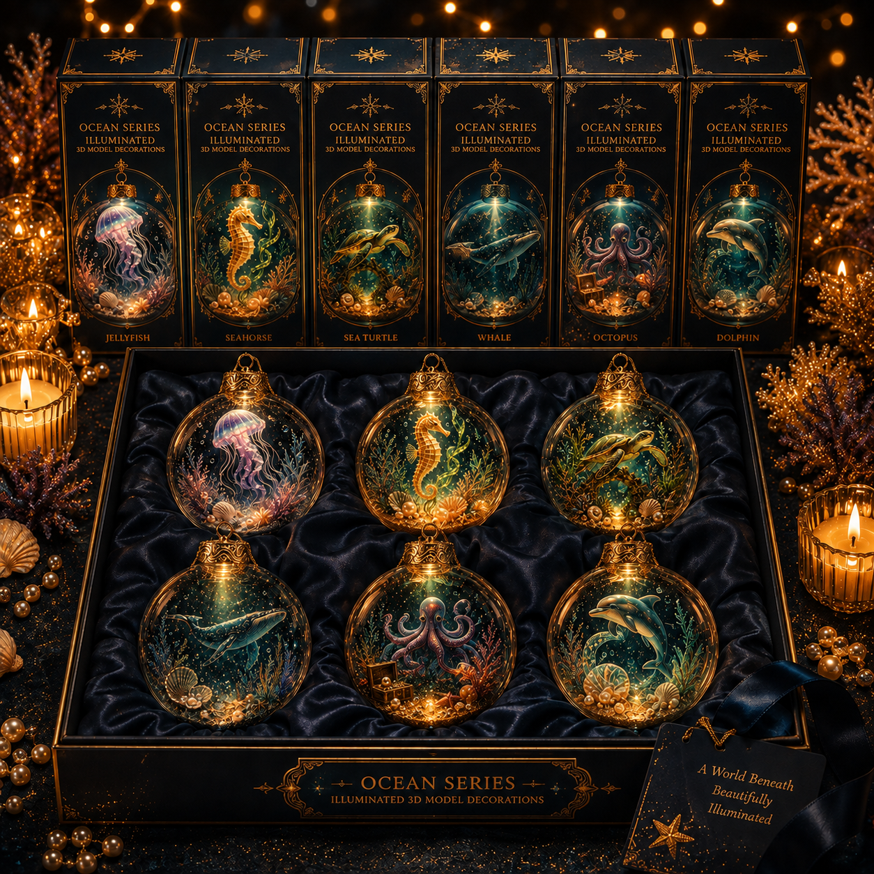 💙✨Ocean Series Illuminated 3D Model Decorations