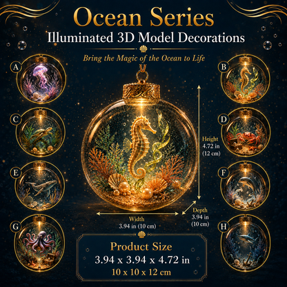 💙✨Ocean Series Illuminated 3D Model Decorations