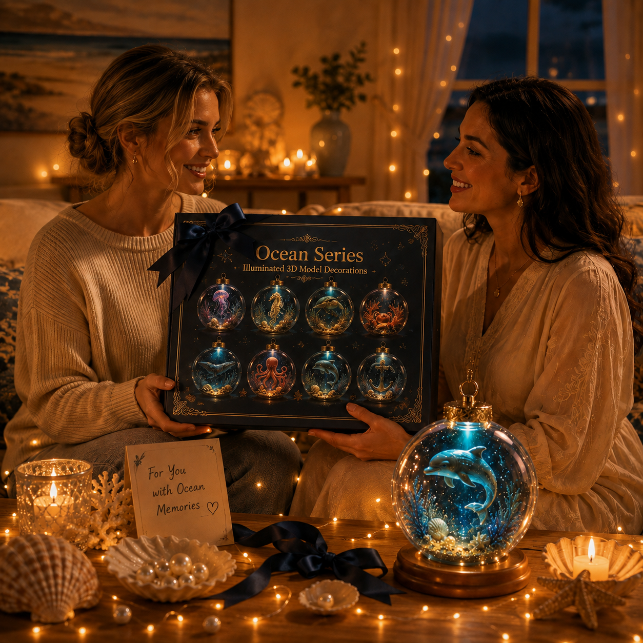 💙✨Ocean Series Illuminated 3D Model Decorations