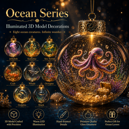 💙✨Ocean Series Illuminated 3D Model Decorations