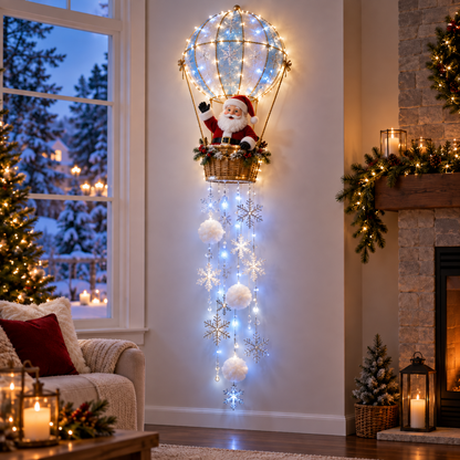 Polar Bear Hot Air Balloon Snowflake Light