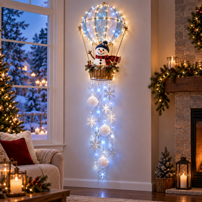 Polar Bear Hot Air Balloon Snowflake Light