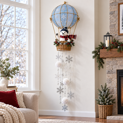 Polar Bear Hot Air Balloon Snowflake Light