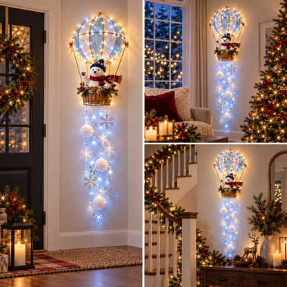 Polar Bear Hot Air Balloon Snowflake Light