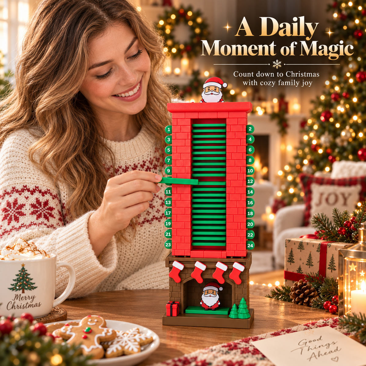 🎅Mechanical Santa Chimney Christmas Countdown Calendar