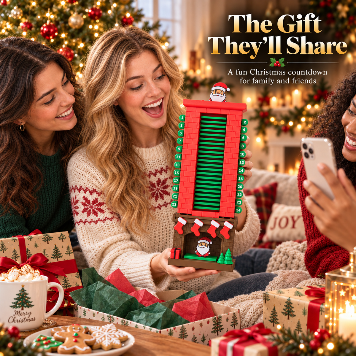 🎅Mechanical Santa Chimney Christmas Countdown Calendar