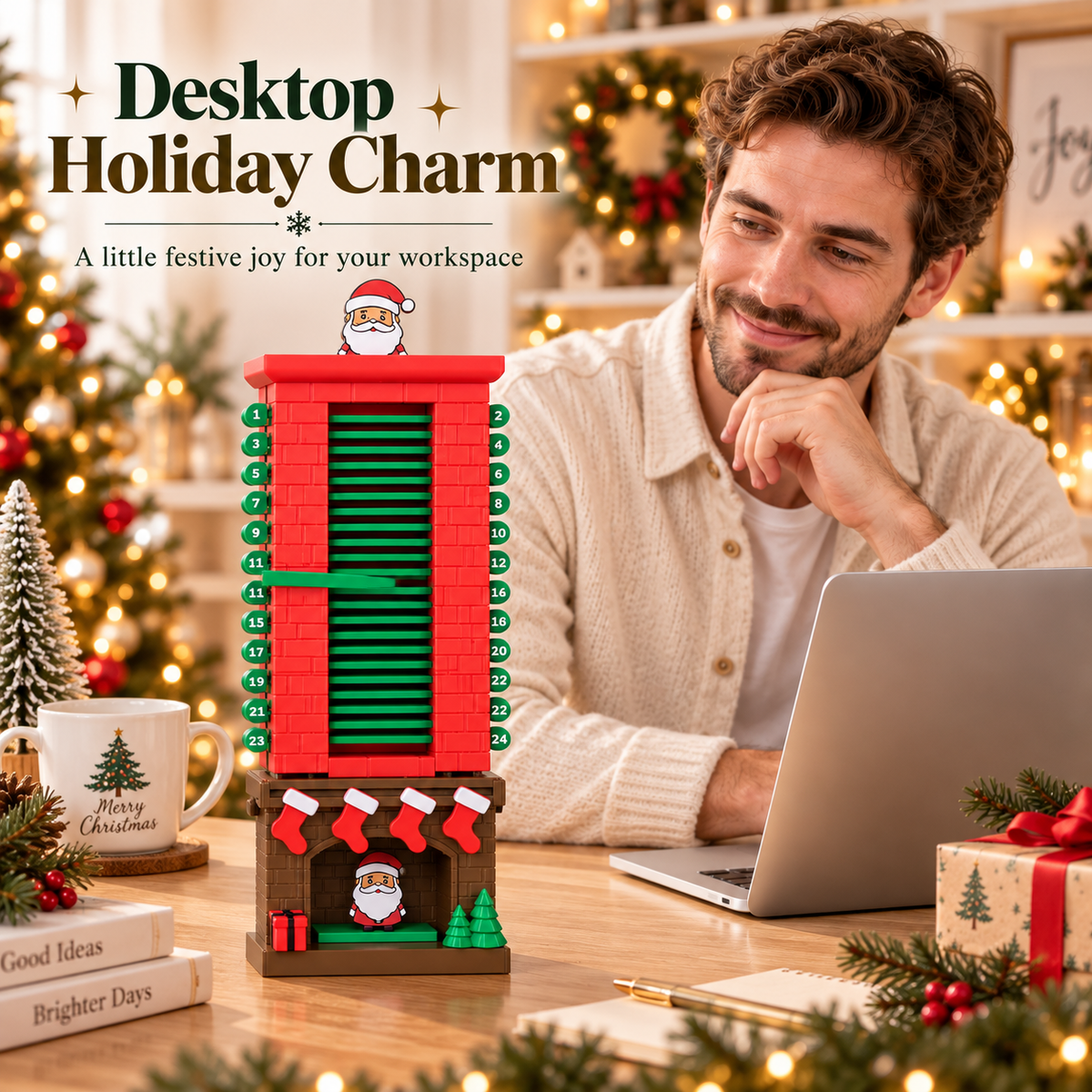🎅Mechanical Santa Chimney Christmas Countdown Calendar