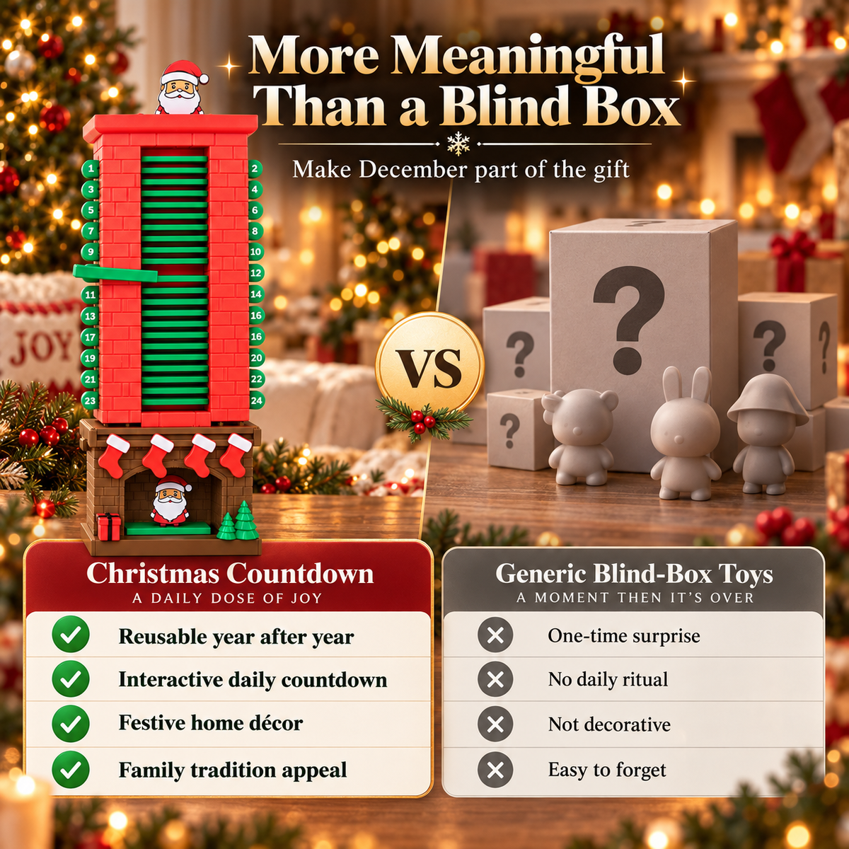 🎅Mechanical Santa Chimney Christmas Countdown Calendar