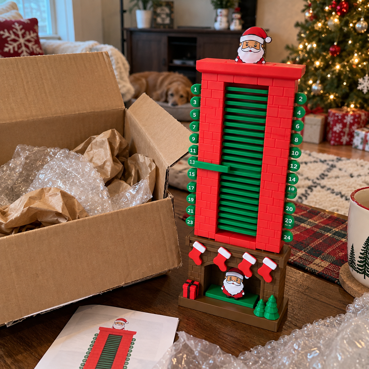 🎅Mechanical Santa Chimney Christmas Countdown Calendar