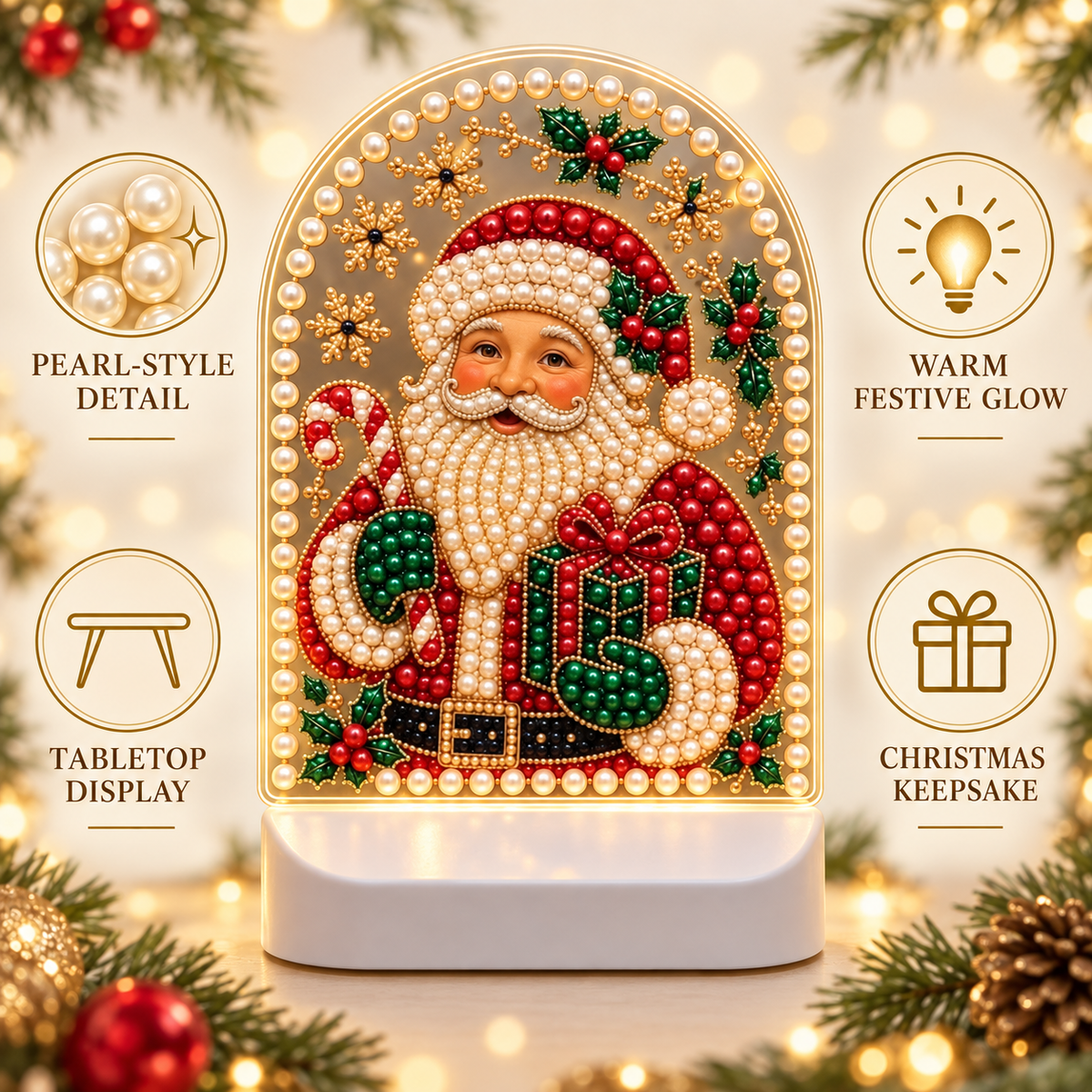 Pearl-luster Santa Claus Desktop Ornament