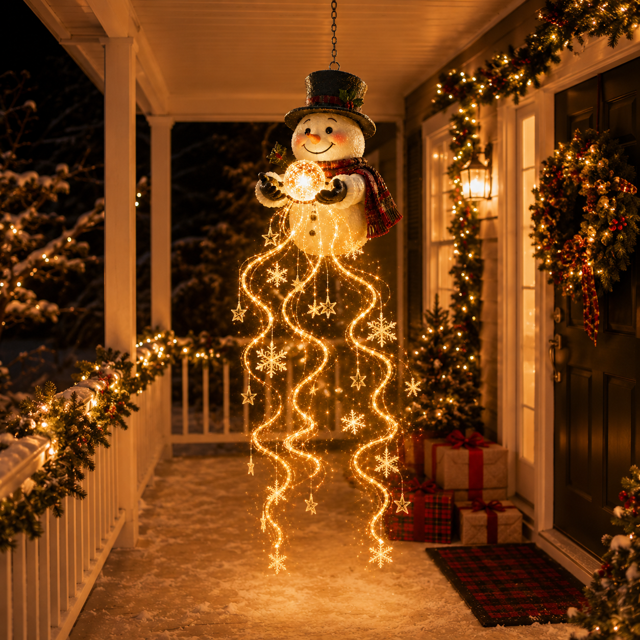 🎄Last day for 50% off🎄Snowman Magic Fountain™ – Hanging Solar Snowflake Cascade Christmas Light