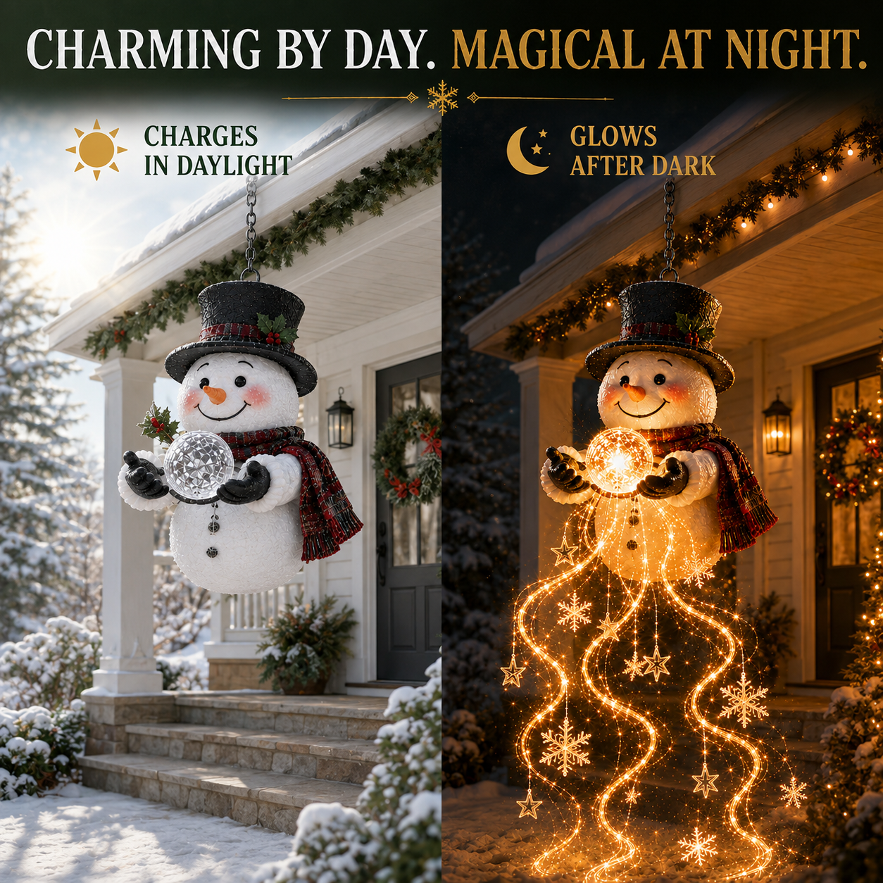 🎄Last day for 50% off🎄Snowman Magic Fountain™ – Hanging Solar Snowflake Cascade Christmas Light
