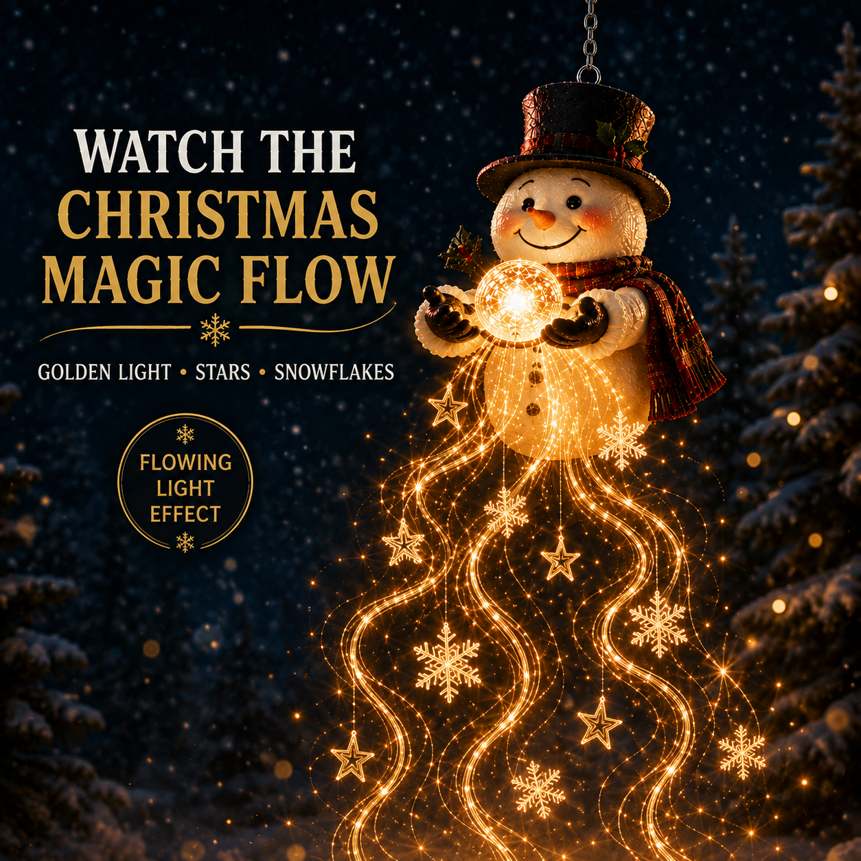 🎄Last day for 50% off🎄Snowman Magic Fountain™ – Hanging Solar Snowflake Cascade Christmas Light