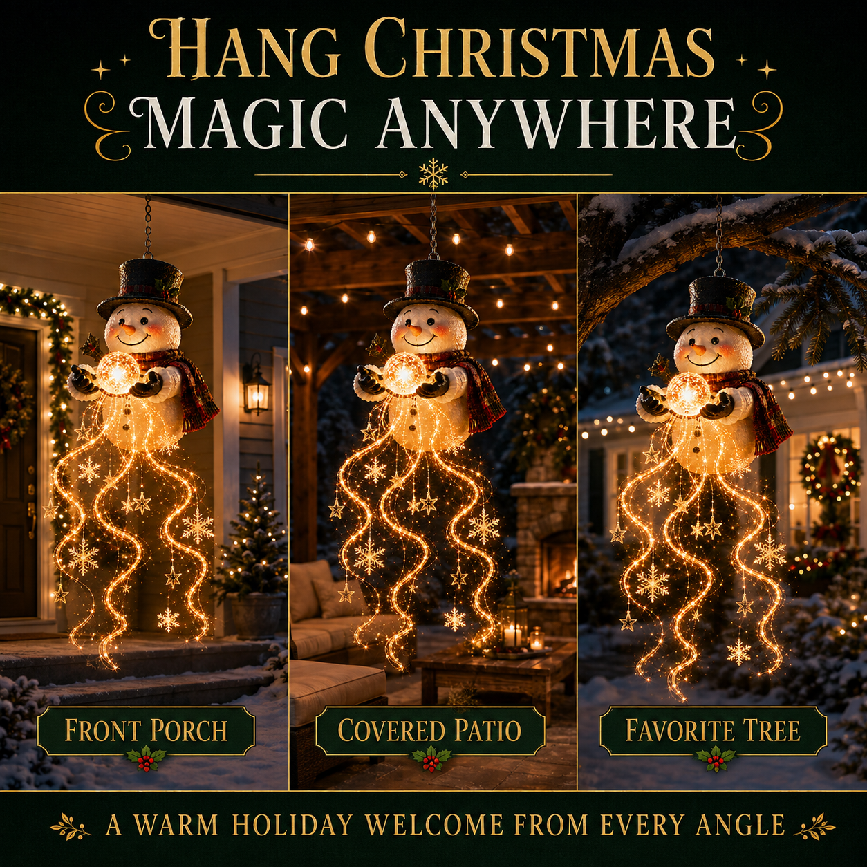 🎄Last day for 50% off🎄Snowman Magic Fountain™ – Hanging Solar Snowflake Cascade Christmas Light