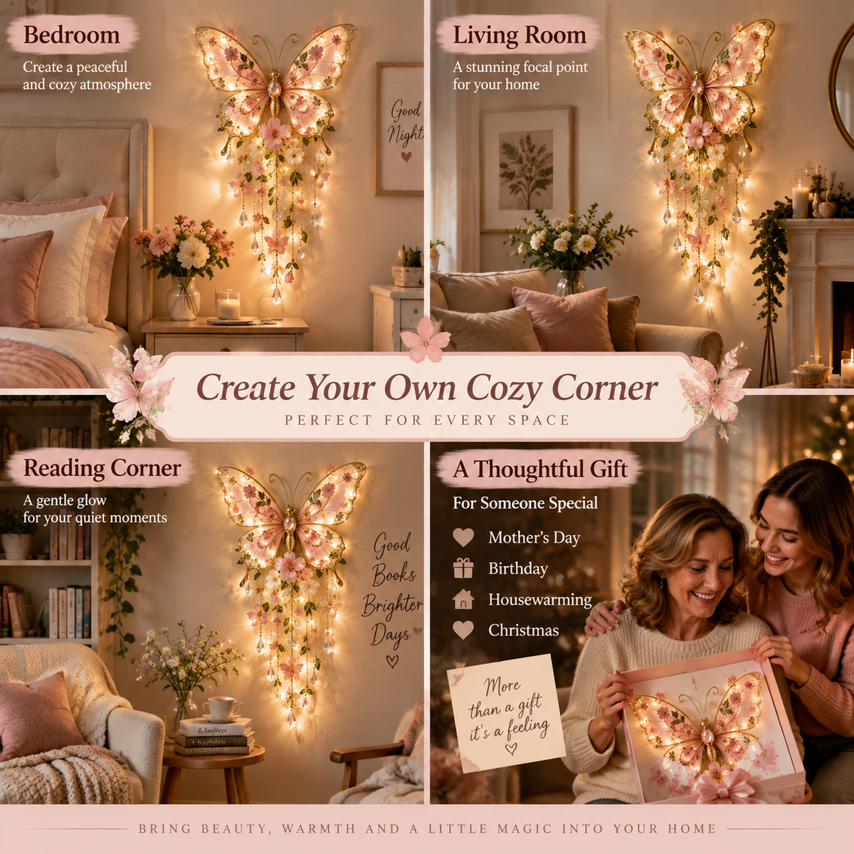 Butterfly Garden Light styling ideas for bedrooms, living rooms and reading spaces