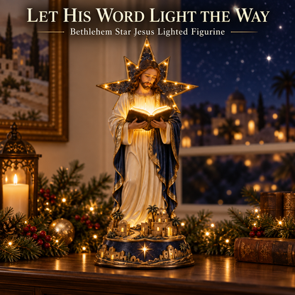 ✝️Bethlehem Star Jesus Lighted Figurine – Illuminated Bible Christian Tabletop Décor