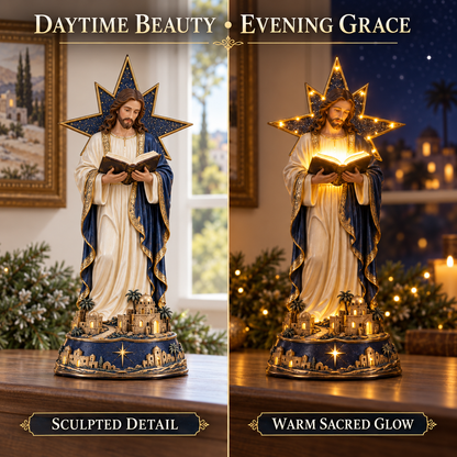 ✝️Bethlehem Star Jesus Lighted Figurine – Illuminated Bible Christian Tabletop Décor