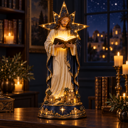 ✝️Bethlehem Star Jesus Lighted Figurine – Illuminated Bible Christian Tabletop Décor