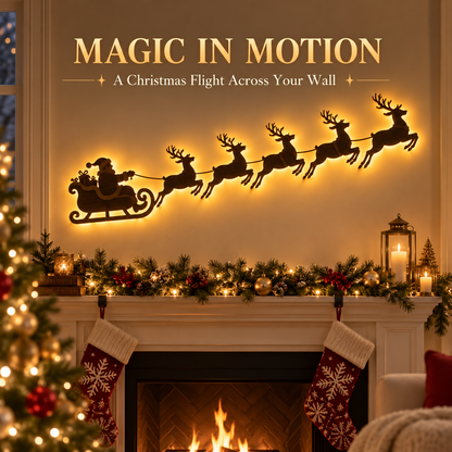 Santa’s Glowing Reindeer Flight Wall Decor
