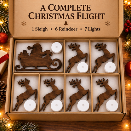 Santa’s Glowing Reindeer Flight Wall Decor