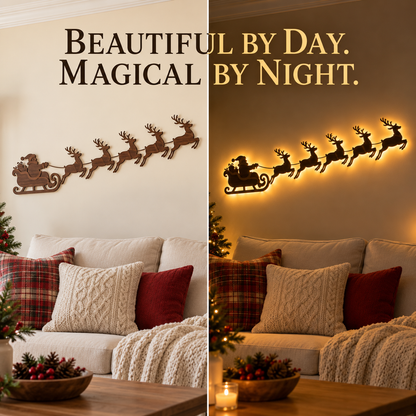Santa’s Glowing Reindeer Flight Wall Decor