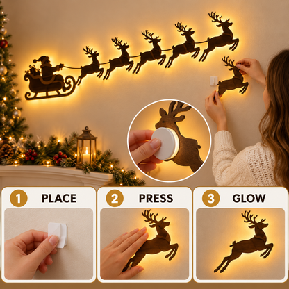 Santa’s Glowing Reindeer Flight Wall Decor