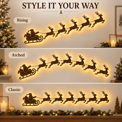 Santa’s Glowing Reindeer Flight Wall Decor