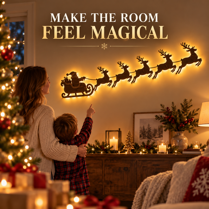Santa’s Glowing Reindeer Flight Wall Decor
