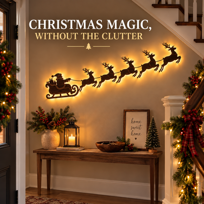 Santa’s Glowing Reindeer Flight Wall Decor