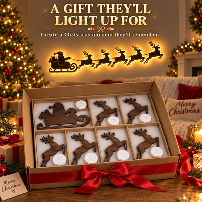 Santa’s Glowing Reindeer Flight Wall Decor