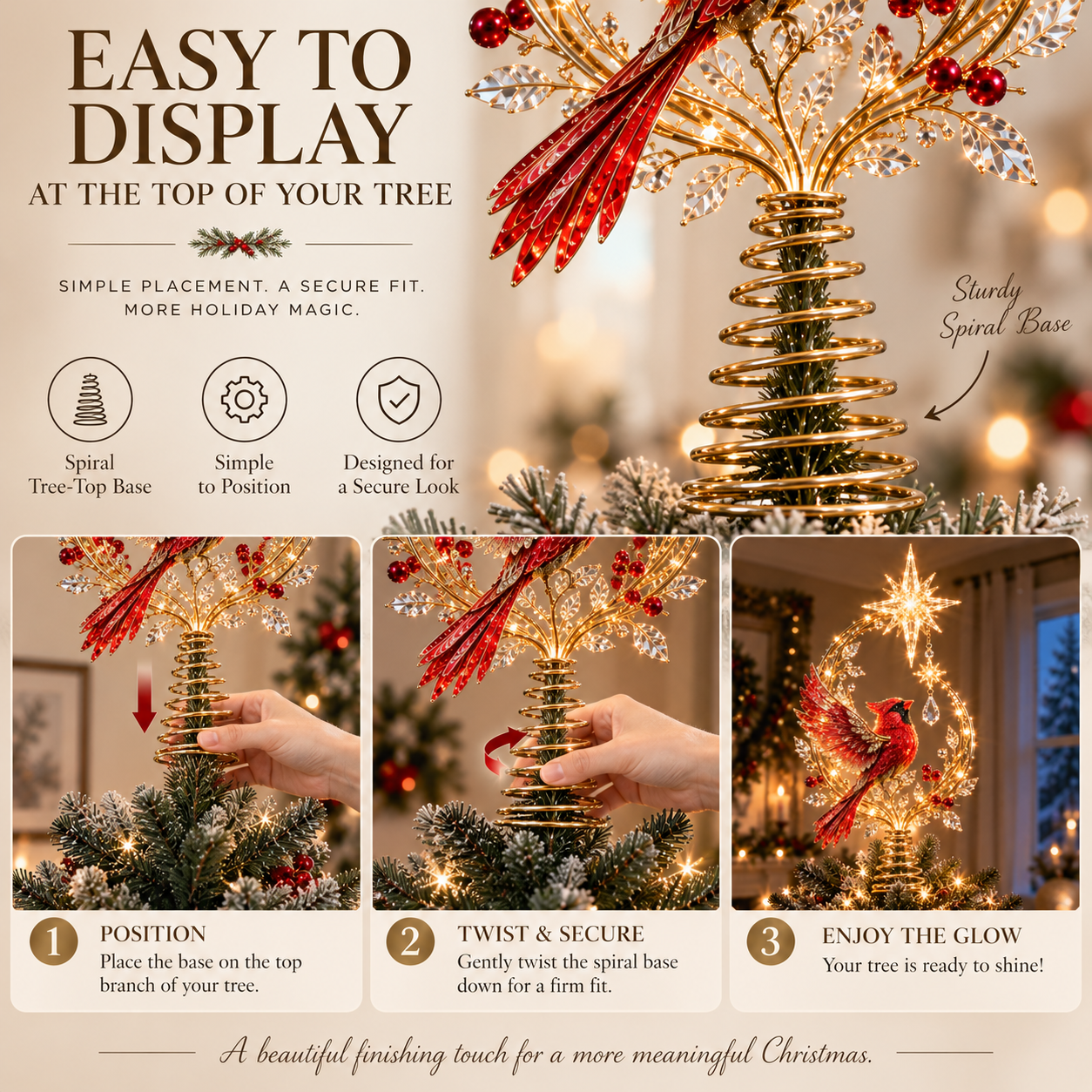 🐦Cardinal Heaven’s Light Tree Topper🌟