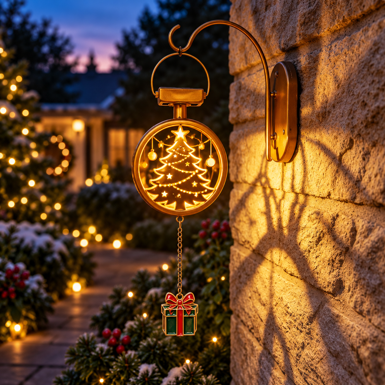 ⏳ Last Day 49% OFF - Christmas Glow Solar Wall Lantern