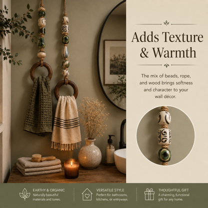 🎉 50% OFF 🏡Decorative Beaded Towel Hanger with Wooden Ring
