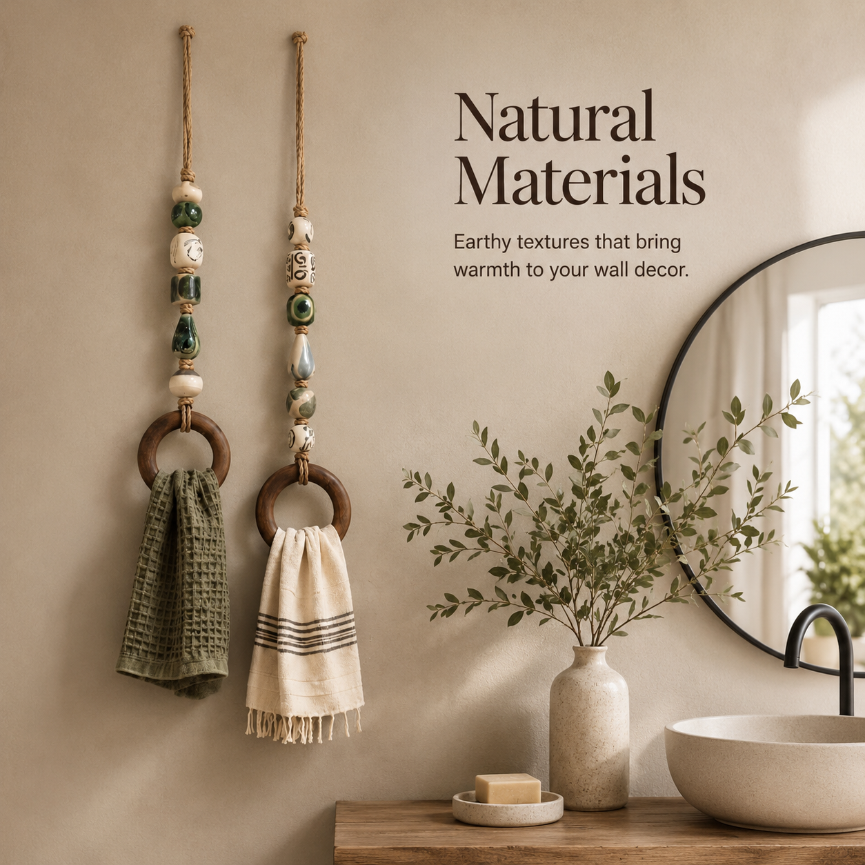🔥LAST DAY 58% OFF-2027 Decorative Beaded Towel Hanger with Wooden Ring