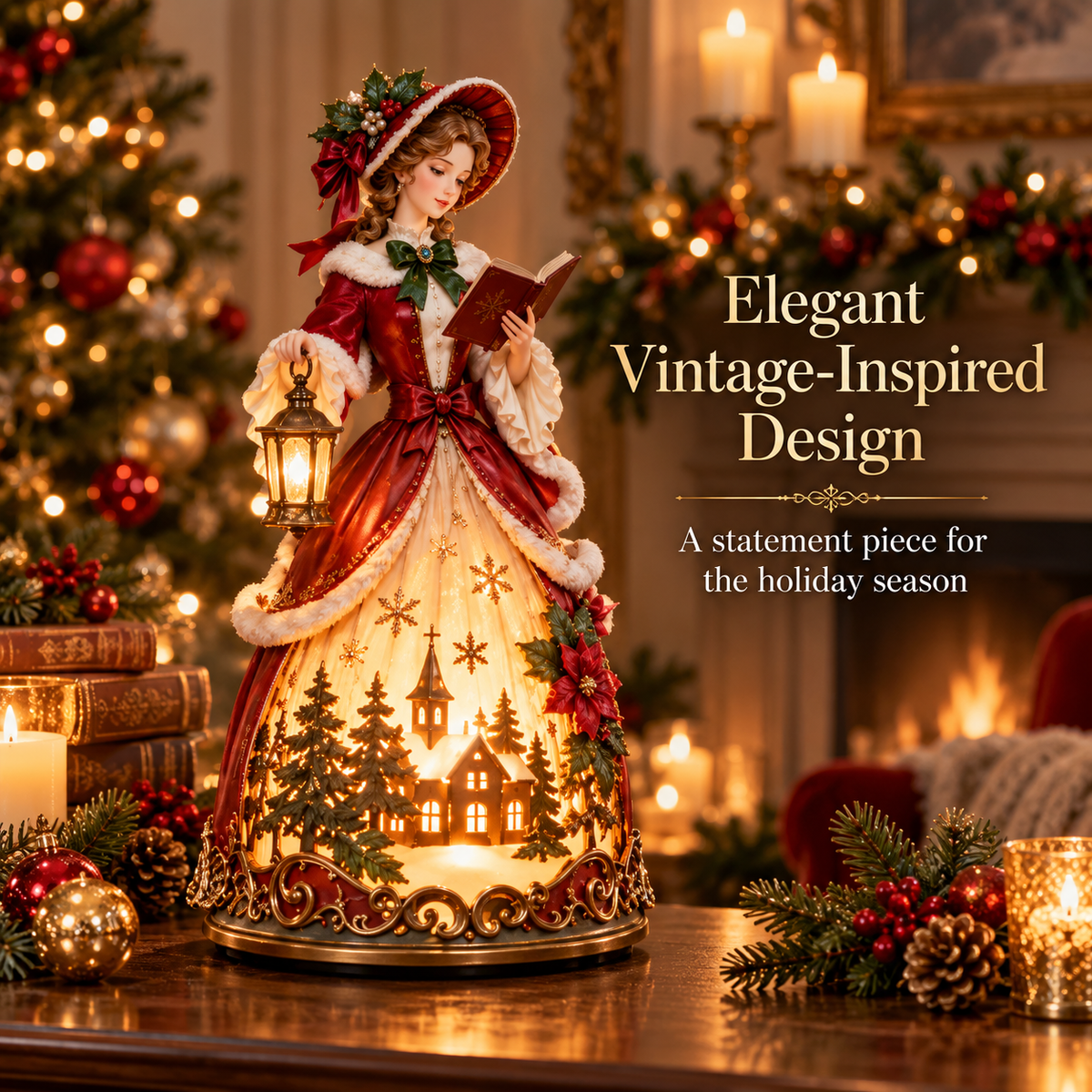 🎄 Victorian Christmas Caroler Lady Lamp™ – Lighted Holiday Tabletop Decor