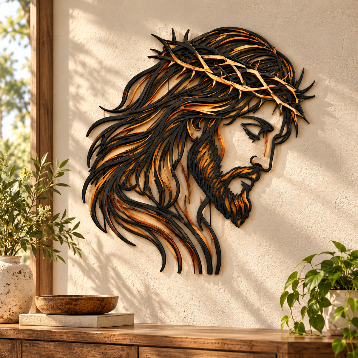 ✝️ Crown of Grace Jesus Metal Wall Art™ – Rustic Faith-Inspired Christian Wall Decor