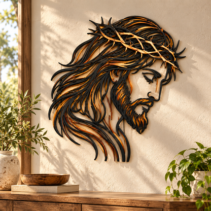 ✝️ Crown of Grace Jesus Metal Wall Art™ – Rustic Faith-Inspired Christian Wall Decor