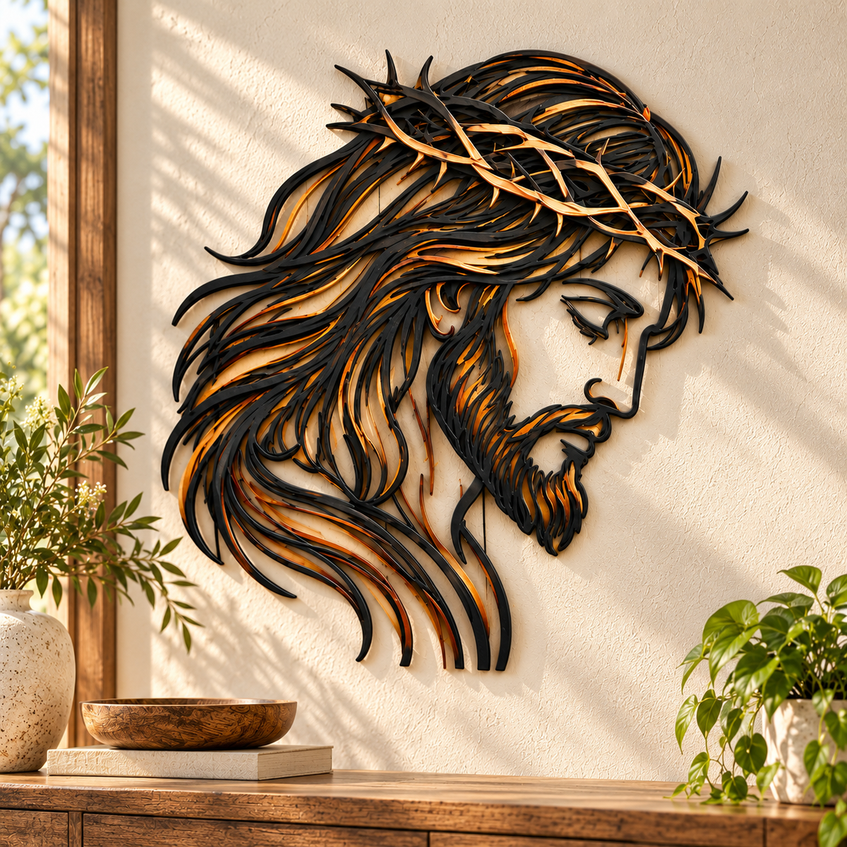 ✝️ Crown of Grace Jesus Metal Wall Art™ – Rustic Faith-Inspired Christian Wall Decor