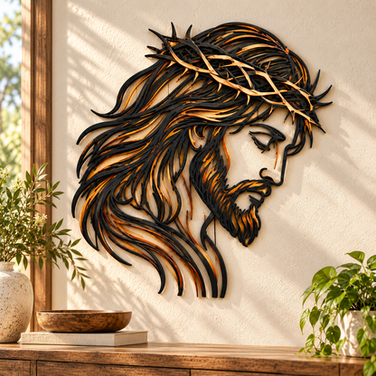 ✝️ Crown of Grace Jesus Metal Wall Art™ – Rustic Faith-Inspired Christian Wall Decor