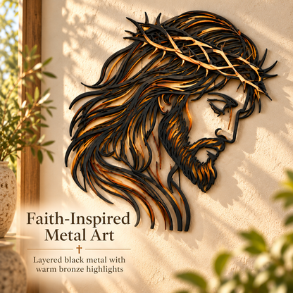 ✝️ Crown of Grace Jesus Metal Wall Art™ – Rustic Faith-Inspired Christian Wall Decor