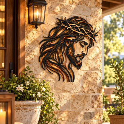 ✝️ Crown of Grace Jesus Metal Wall Art™ – Rustic Faith-Inspired Christian Wall Decor