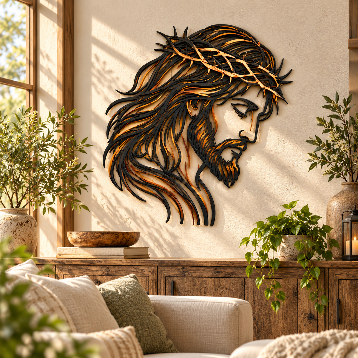 ✝️ Crown of Grace Jesus Metal Wall Art™ – Rustic Faith-Inspired Christian Wall Decor