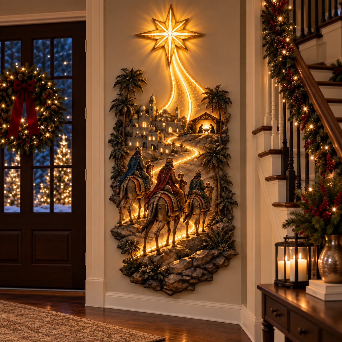 ✨ Follow the Star Nativity Wall Light | Three Wise Men Christmas Faith Decor