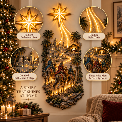 ✨ Follow the Star Nativity Wall Light | Three Wise Men Christmas Faith Decor